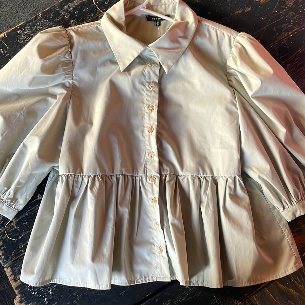 EN SAISON ladies grey puff sleeve blouse